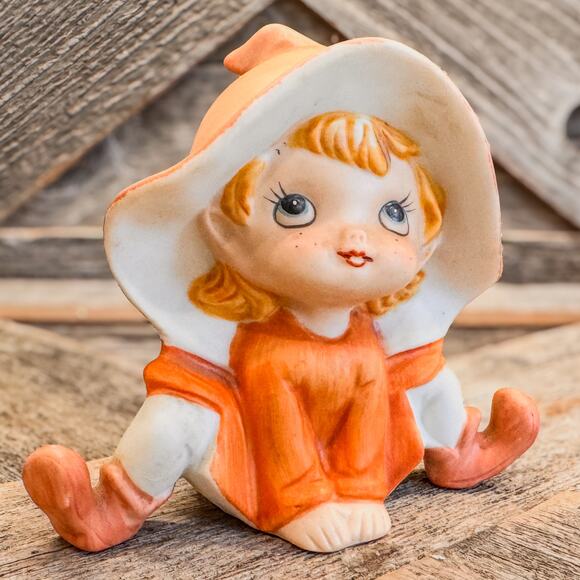 1970’s Vintage Ceramic Bisque Pixie Elf Figurine by Homco #5213-Whimsical, Fairy - Picture 4 of 7